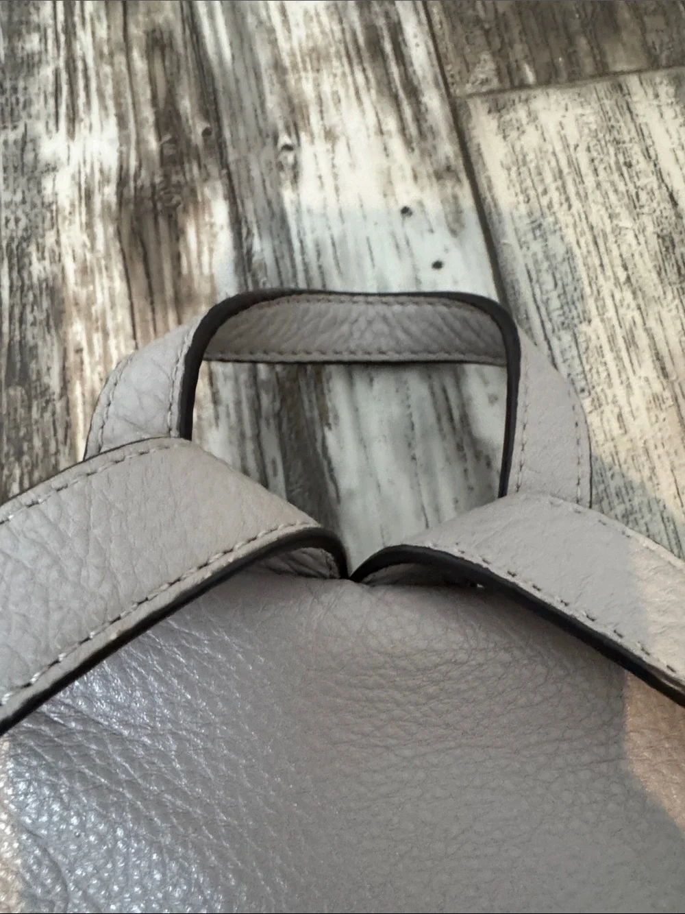 Leather Sling Backpack in Light Taupe